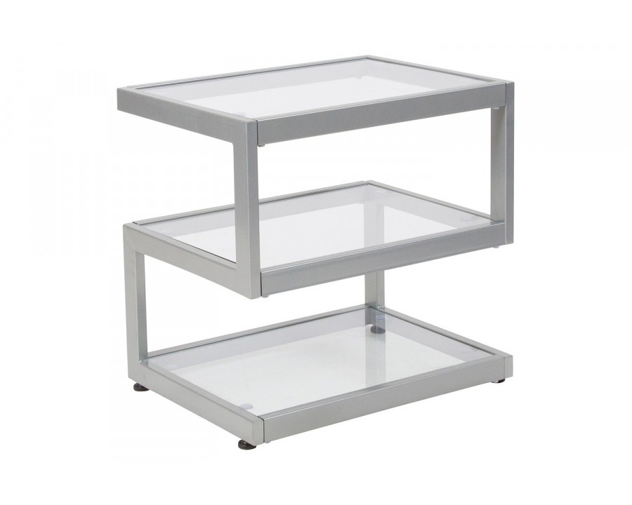 BLNK - Ashmont Collection Glass End Table with Contemporary Steel Design