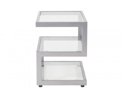 BLNK - Ashmont Collection Glass End Table with Contemporary Steel Design