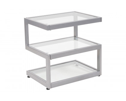 BLNK - Ashmont Collection Glass End Table with Contemporary Steel Design