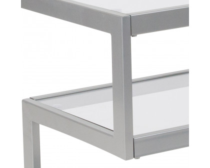 BLNK - Ashmont Collection Glass End Table with Contemporary Steel Design