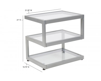 BLNK - Ashmont Collection Glass End Table with Contemporary Steel Design