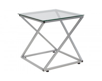 BLNK - Park Avenue Collection Glass End Table with Contemporary Steel Design