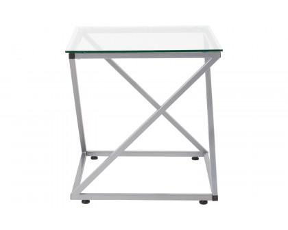 BLNK - Park Avenue Collection Glass End Table with Contemporary Steel Design