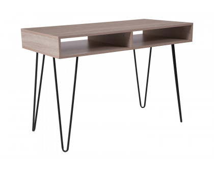 BLNK - Franklin Oak Wood Grain Finish Computer Table with Black Metal Legs