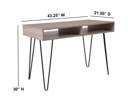 BLNK - Franklin Oak Wood Grain Finish Computer Table with Black Metal Legs