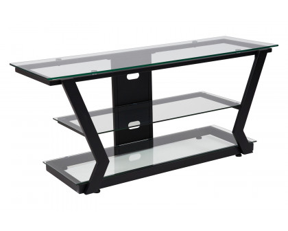 BLNK - Harbor Hills Glass TV Stand with Black Metal Frame