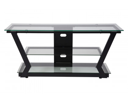 BLNK - Harbor Hills Glass TV Stand with Black Metal Frame