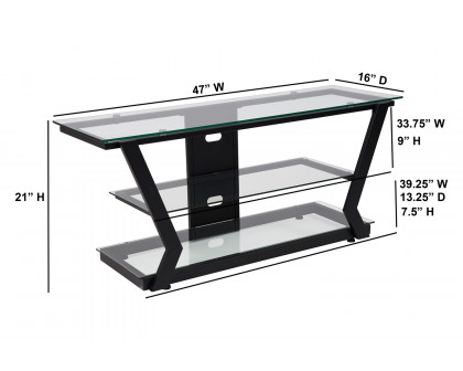 BLNK - Harbor Hills Glass TV Stand with Black Metal Frame