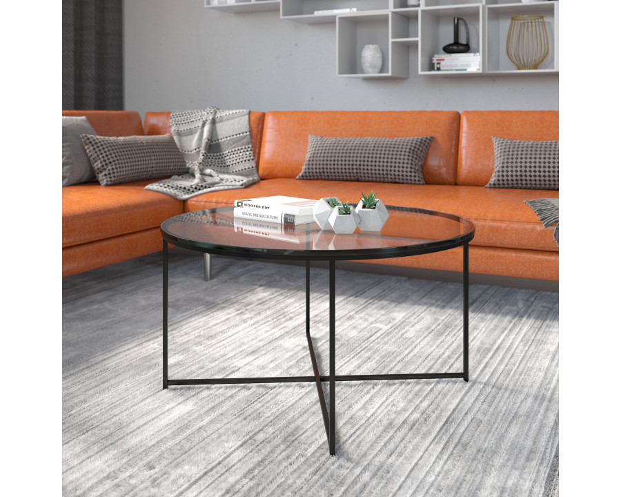 BLNK Greenwich Collection Modern Clear Glass Accent Coffee Table