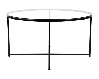 BLNK™ Greenwich Collection Modern Clear Glass Accent Coffee Table - Matte Black