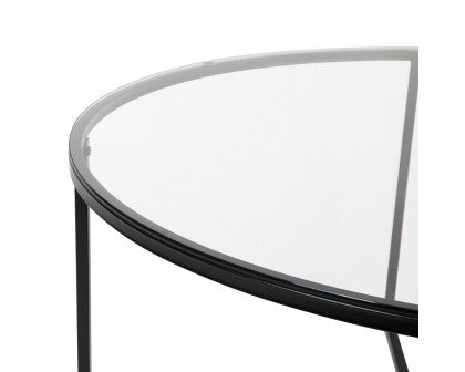 BLNK™ Greenwich Collection Modern Clear Glass Accent Coffee Table - Matte Black