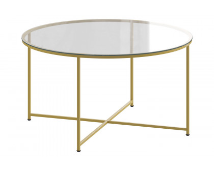 BLNK™ Greenwich Collection Modern Clear Glass Accent Coffee Table - Brushed Gold