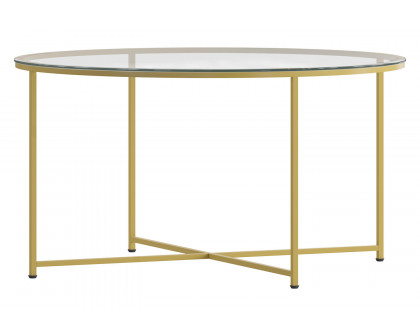 BLNK™ Greenwich Collection Modern Clear Glass Accent Coffee Table - Brushed Gold