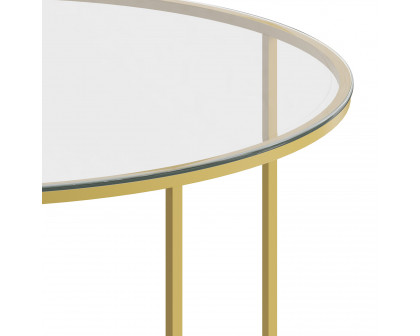 BLNK™ Greenwich Collection Modern Clear Glass Accent Coffee Table - Brushed Gold