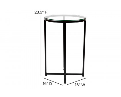 BLNK™ Greenwich Collection Modern Clear Glass End Table with Crisscross Frame - Matte Black