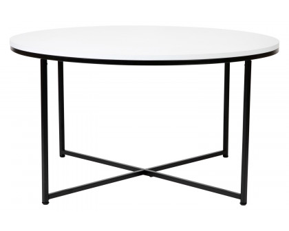 BLNK Hampstead Collection Modern White Finish Accent Coffee Table - Matte Black