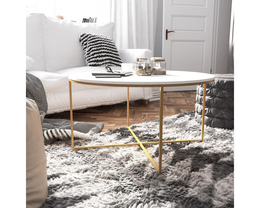 BLNK Hampstead Collection Modern White Finish Accent Coffee Table