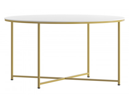 BLNK Hampstead Collection Modern White Finish Accent Coffee Table - Brushed Gold