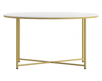 BLNK Hampstead Collection Modern White Finish Accent Coffee Table - Brushed Gold