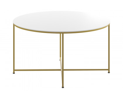 BLNK Hampstead Collection Modern White Finish Accent Coffee Table - Brushed Gold