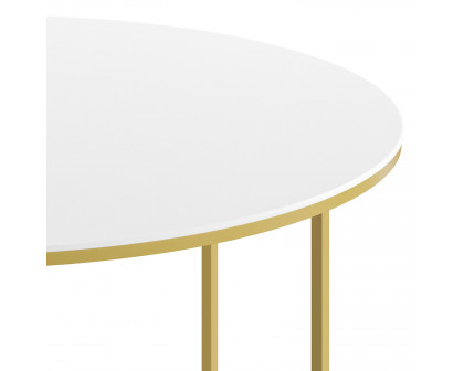 BLNK Hampstead Collection Modern White Finish Accent Coffee Table - Brushed Gold