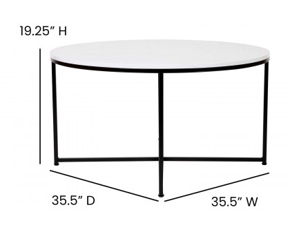 BLNK Hampstead Collection Modern White Marble Finish Accent Coffee Table - Matte Black