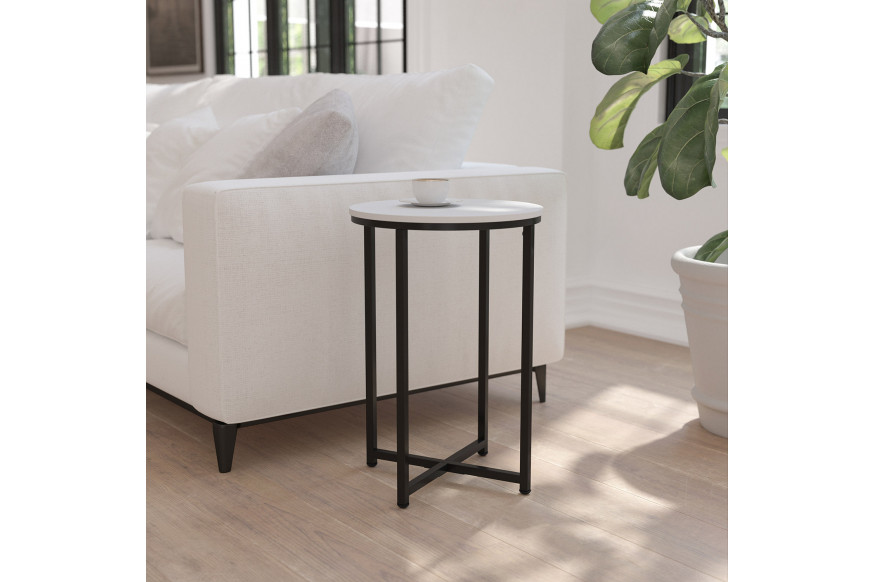 BLNK™ Hampstead Collection Modern End Table with White Laminate Top - Matte Black