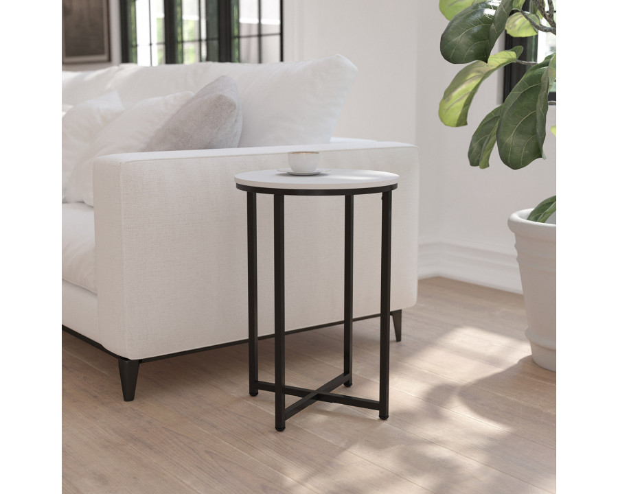 BLNK Hampstead Collection Modern End Table with White Laminate Top