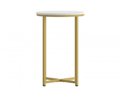 BLNK™ Hampstead Collection Modern End Table with White Laminate Top - Brushed Gold