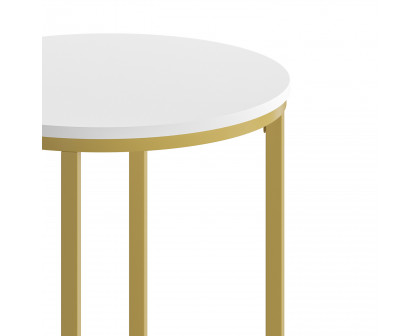 BLNK™ Hampstead Collection Modern End Table with White Laminate Top - Brushed Gold