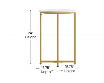 BLNK™ Hampstead Collection Modern End Table with White Laminate Top - Brushed Gold