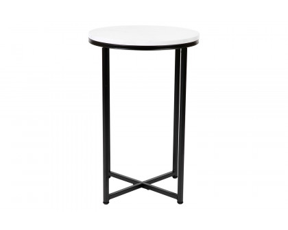 BLNK Hampstead Collection Modern End Table with White Marbled Laminate Top - Matte Black