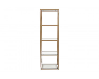 BLNK - Mar Vista Collection 4 Shelf Cross Brace Glass Bookcase in Matte Gold