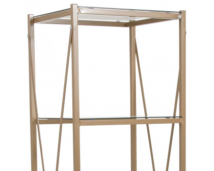 BLNK - Mar Vista Collection 4 Shelf Cross Brace Glass Bookcase in Matte Gold