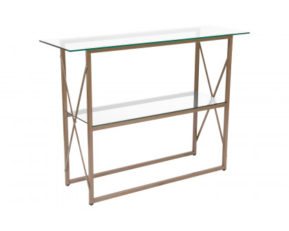 BLNK Mar Vista Collection Glass Console Table with Matte Gold Frame