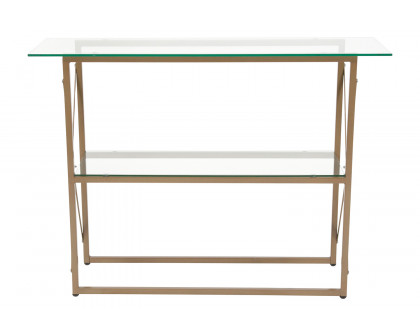 BLNK Mar Vista Collection Glass Console Table with Matte Gold Frame