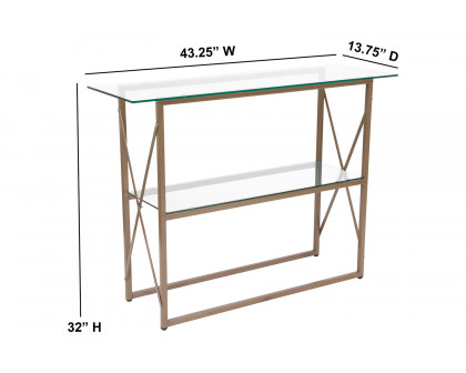 BLNK Mar Vista Collection Glass Console Table with Matte Gold Frame