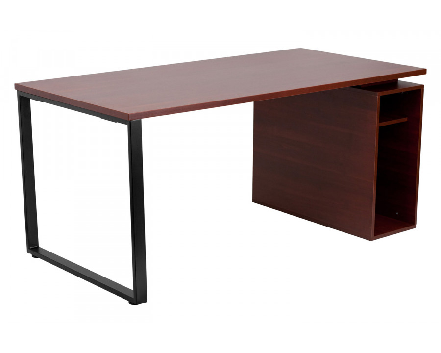 BLNK - Manchester Mahogany Computer Desk with Open Storage Pedestal