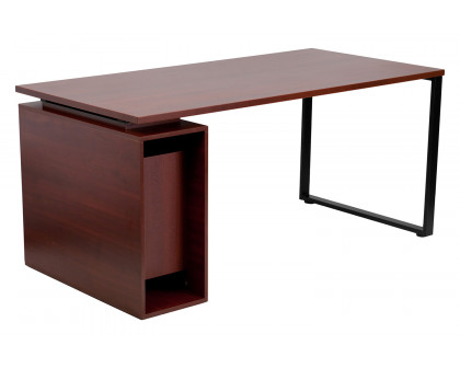 BLNK - Manchester Mahogany Computer Desk with Open Storage Pedestal