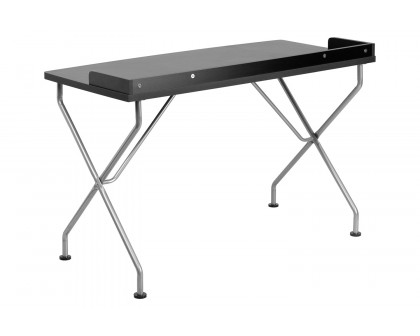 BLNK - Computer Desk with Raised Border and Silver Metal Frame