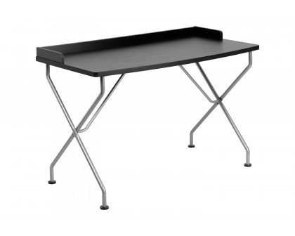 BLNK - Computer Desk with Raised Border and Silver Metal Frame