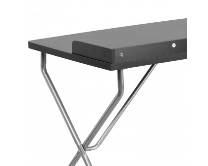 BLNK - Computer Desk with Raised Border and Silver Metal Frame