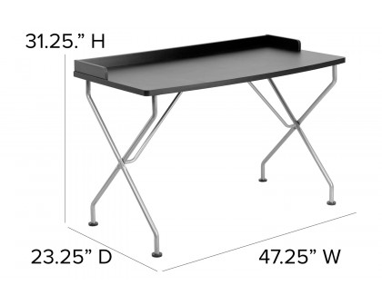 BLNK - Computer Desk with Raised Border and Silver Metal Frame