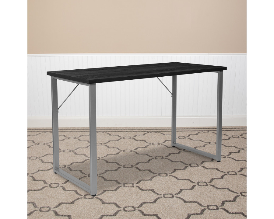 BLNK - Harvey Black Finish Computer Desk with Silver Metal Frame