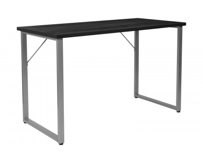 BLNK - Harvey Black Finish Computer Desk with Silver Metal Frame