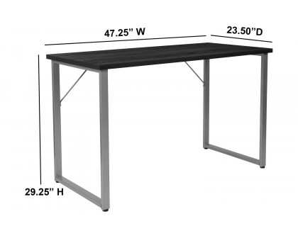 BLNK - Harvey Black Finish Computer Desk with Silver Metal Frame