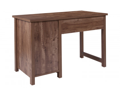 BLNK - New Lancaster Collection Crosscut Oak Wood Grain Finish Computer Desk with Metal Drawers