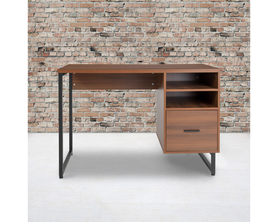 BLNK - Lincoln Collection Computer Desk in Rustic Wood Grain Finish