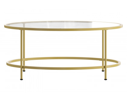 BLNK Astoria Collection Round Modern Clear Glass Coffee Table