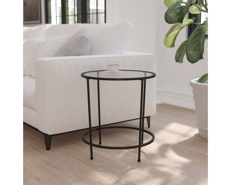 BLNK Astoria Collection Round Modern Clear Glass End Table